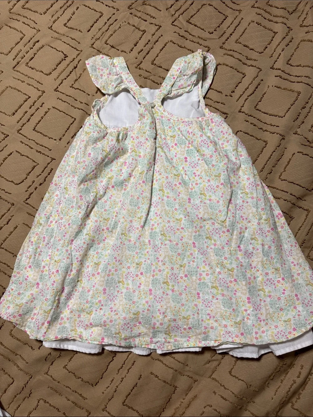 Shabby Chic Floral Ruffle Sundress - Pink, Yellow & Green